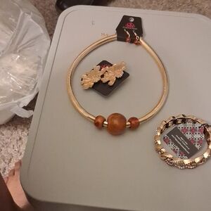 Paparazzi Gold and Brown Necklace Set